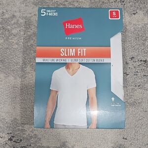 Hanes Premium White Slim Fit V-Neck T-Shirts
